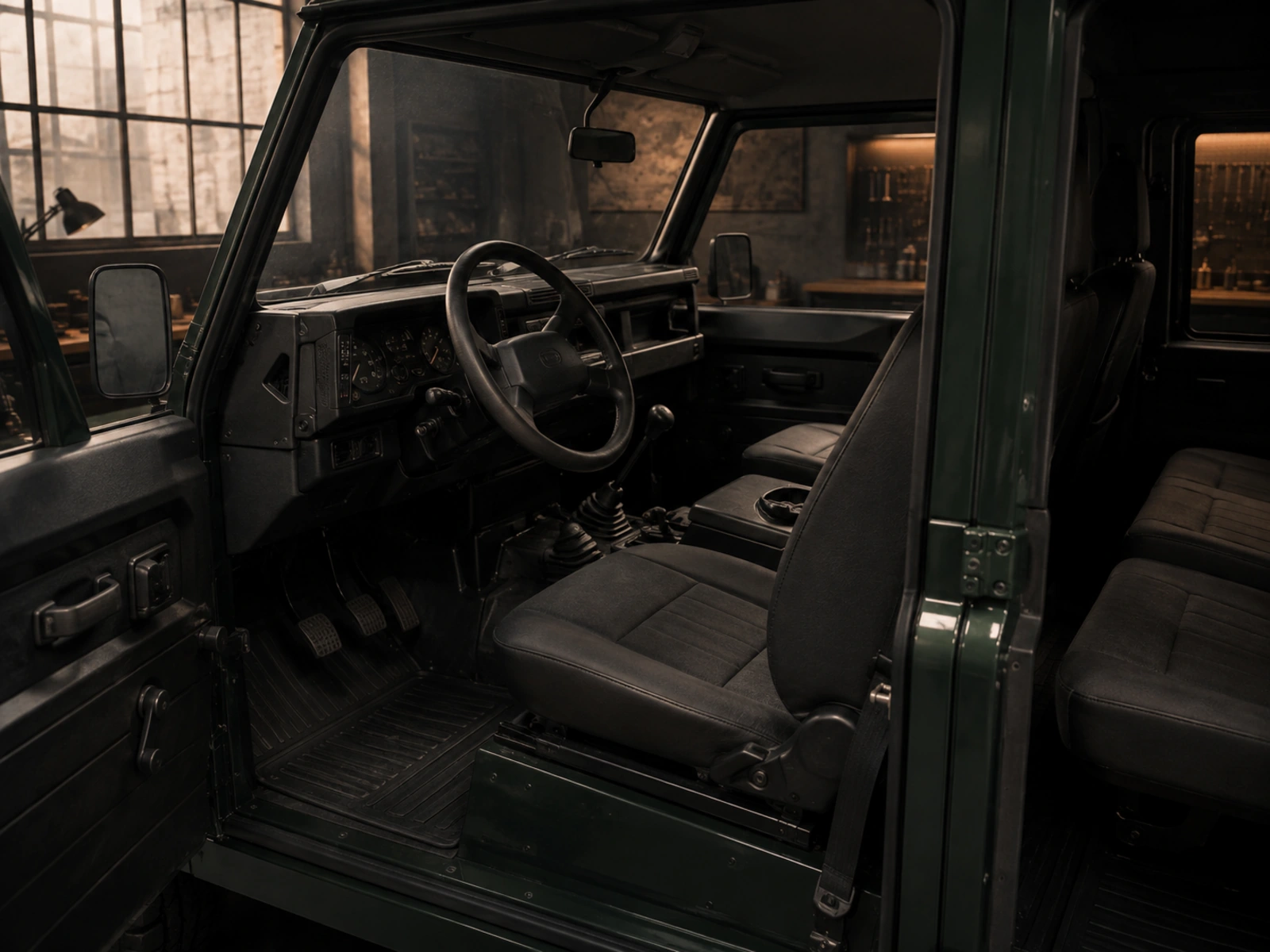 Utilitarian Long Range cabin with durable dark trim, analogue gauges and manual controls