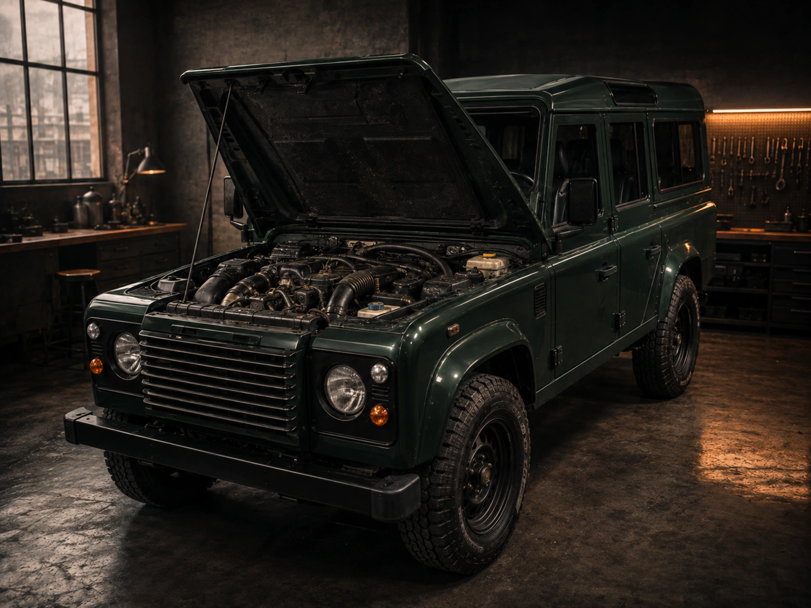 Long Range combustion engine bay with durable service-accessible components and no electric-vehicle hardware
